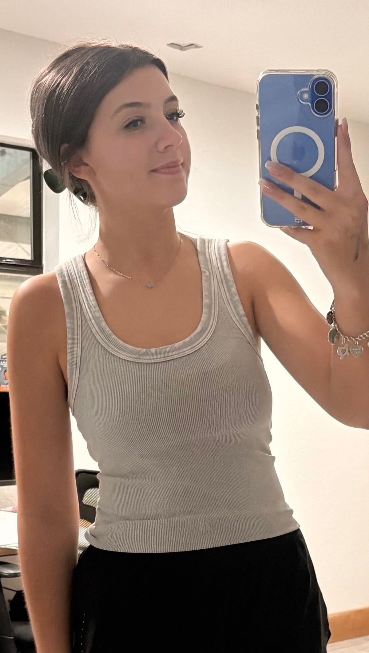 Reversible Ribbed Tank Vintage Cool Grey