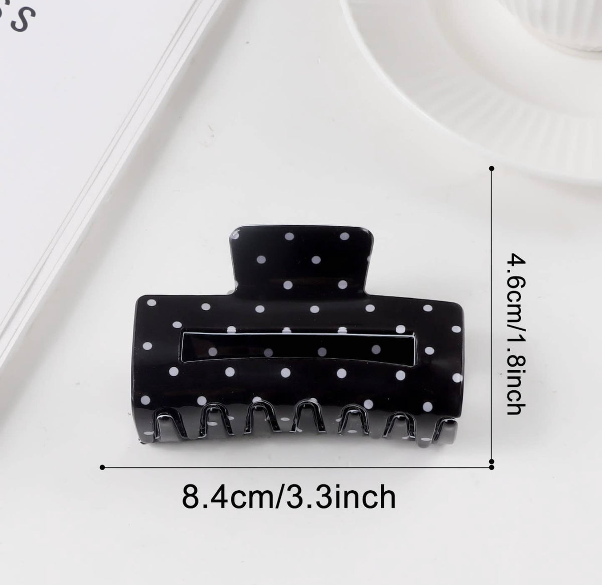 Black Polka Dot Square Hair Clip